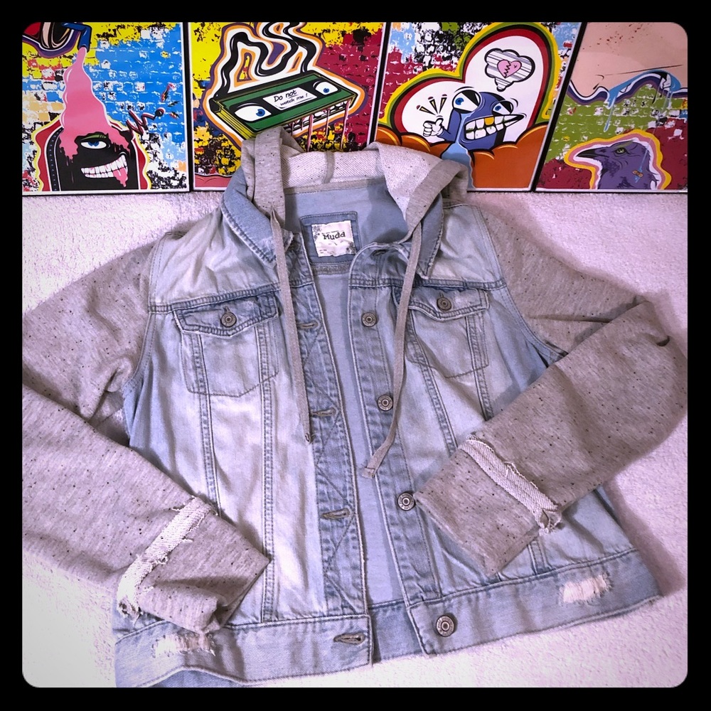 MUD Hooded Sweater / Jean Jacket. Button Down